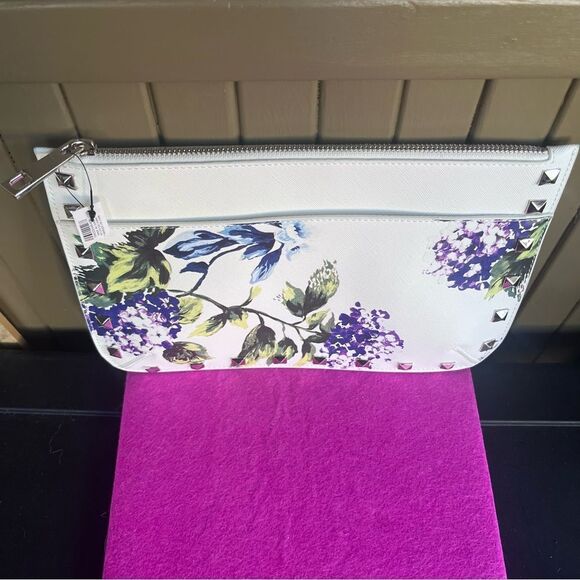 White House Black Market Faux Leather White Purple Lilac Silver Stud Wrislet - Picture 2 of 8